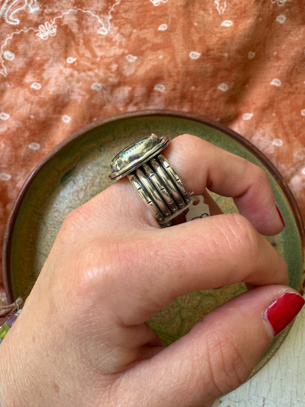 Black Jack Turquoise Ring - Size 8 1/2