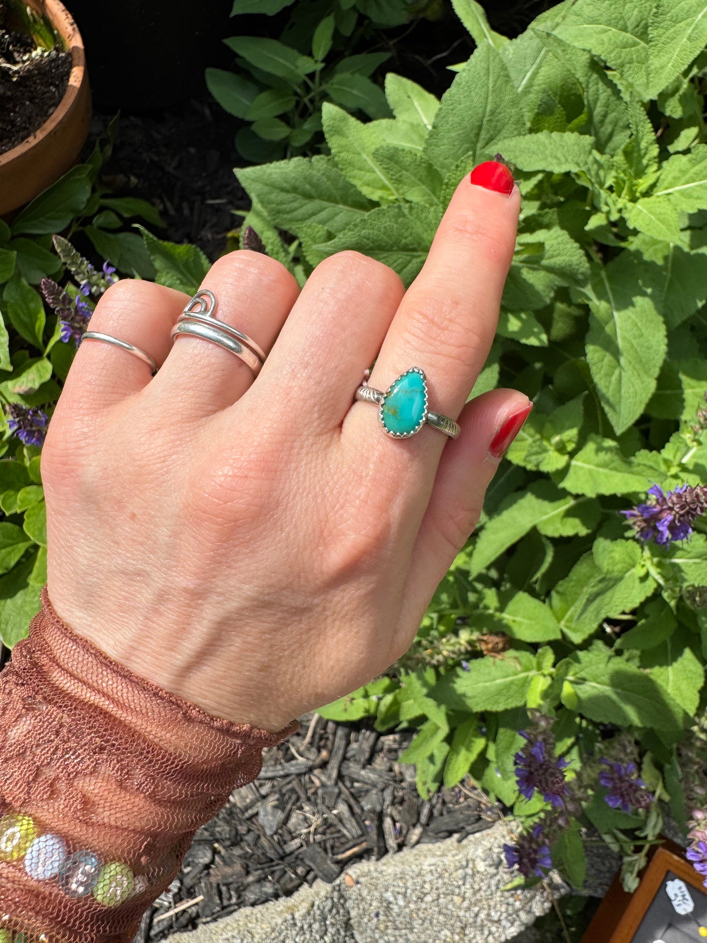 Sonoran Gem Turquoise Stacker Ring no.4 - Size 7 1/2