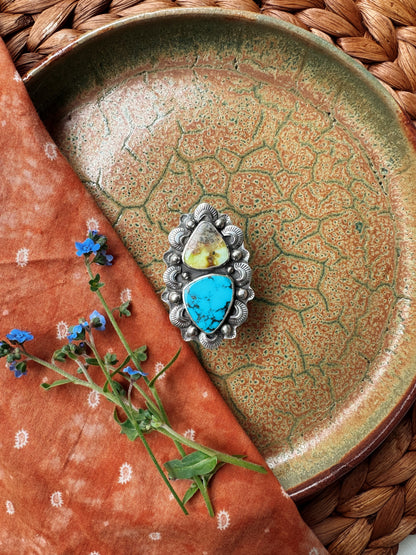 Palomino + Hubei Turquoise - Size 8, 9, 10 - adjustable
