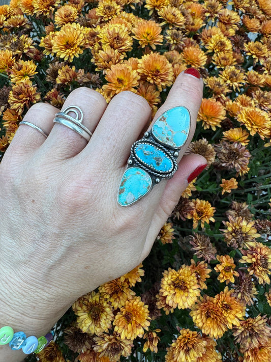 Fox Turquoise Statement Ring - Size 8