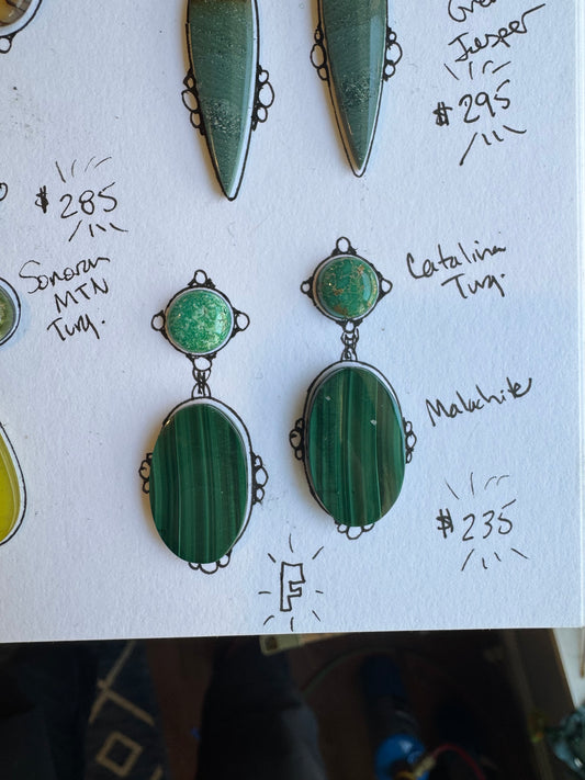 F. Turquoise + Malachite Statement Earrings