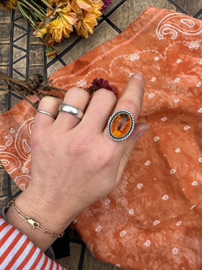 Amber Statement Ring - Size 8