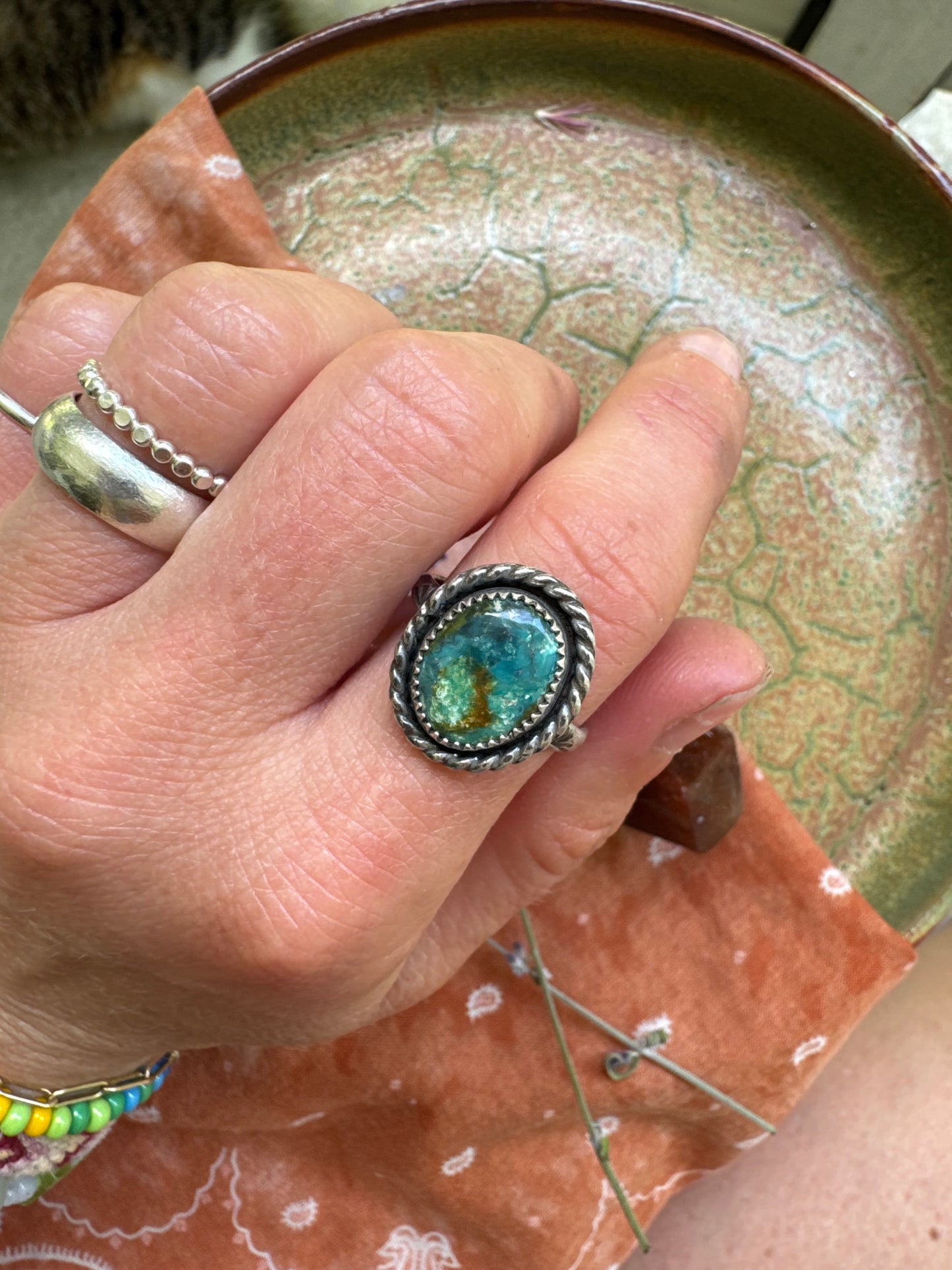 Sonoran Rose Turquoise Ring - Size 8.5