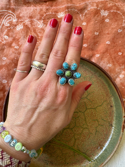 Flower Power Turquoise Ring - Size 7 1/2