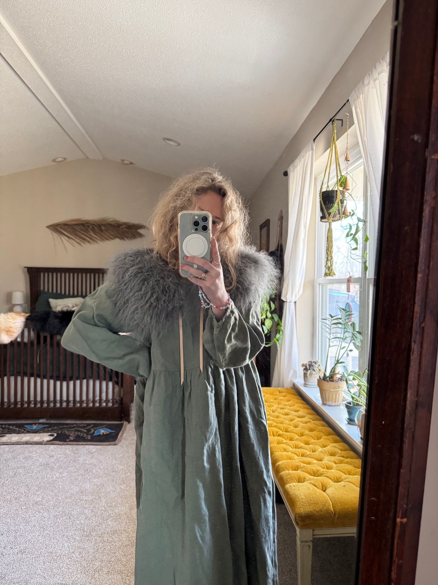 Grey Curly Wool Collar - Natural neck ties