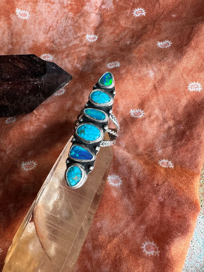 6 Stone Statement Ring - Size 7 1/2