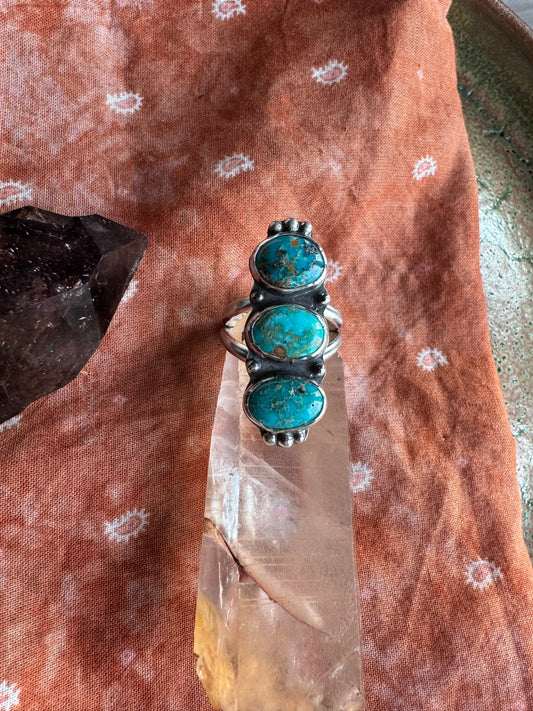 Triple Catalina Turquoise Ring - Size 9