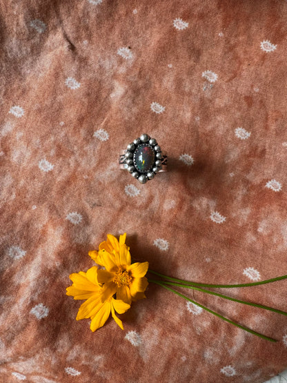 Black Opal Enchantment ring - Size 8 1/4