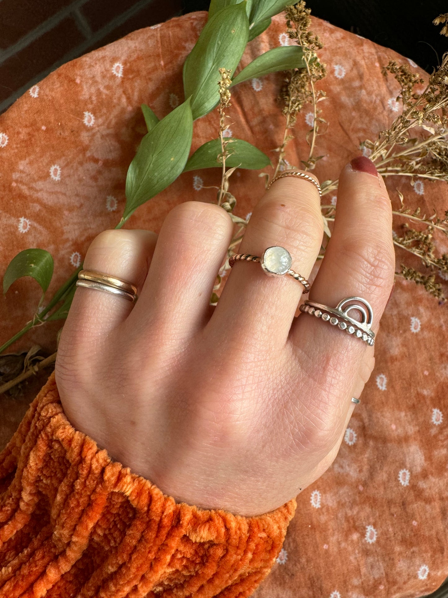 Moonstone Stacker Ring - Size 8