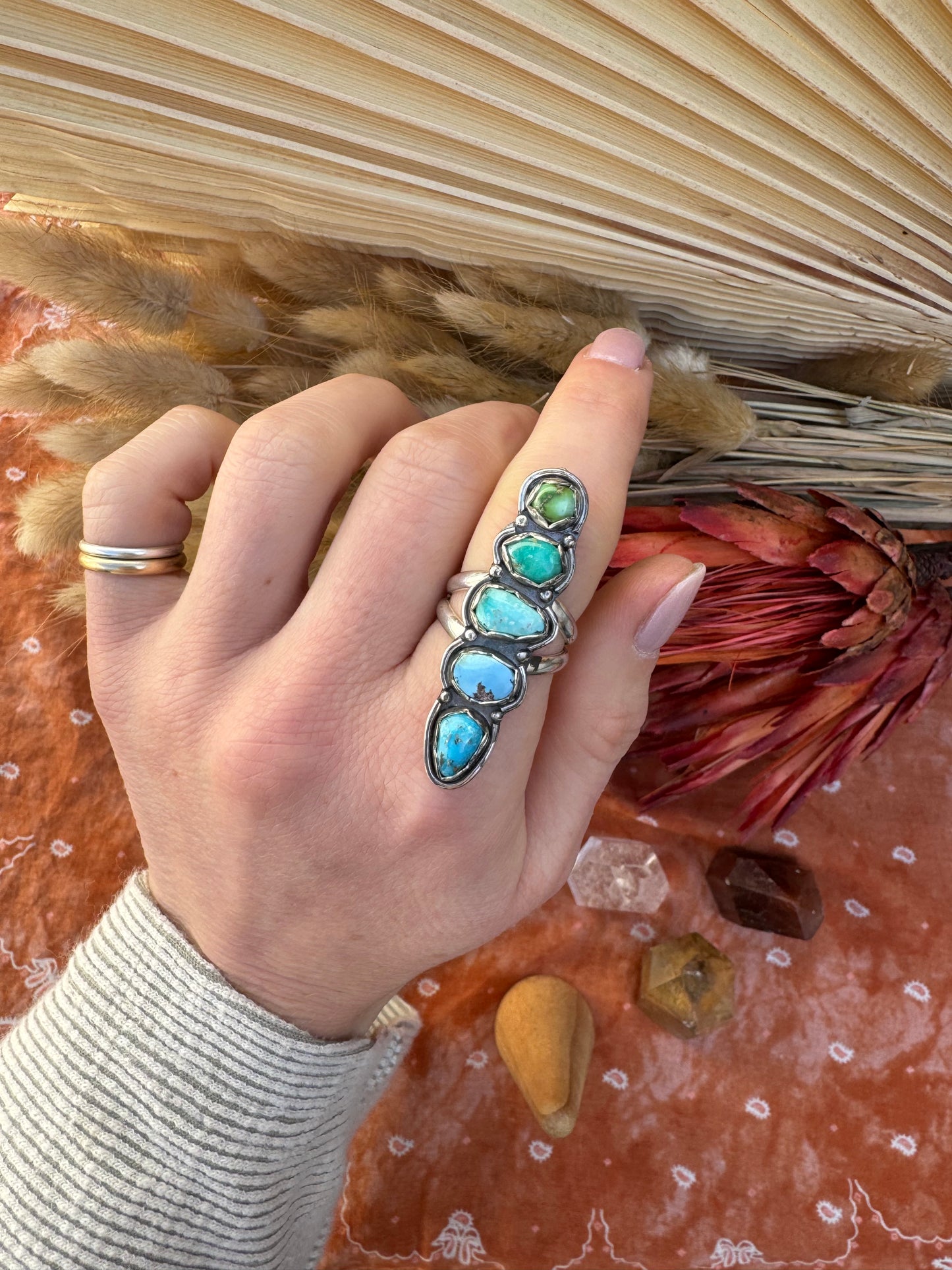 Ombre Turquoise statement ring - size 6