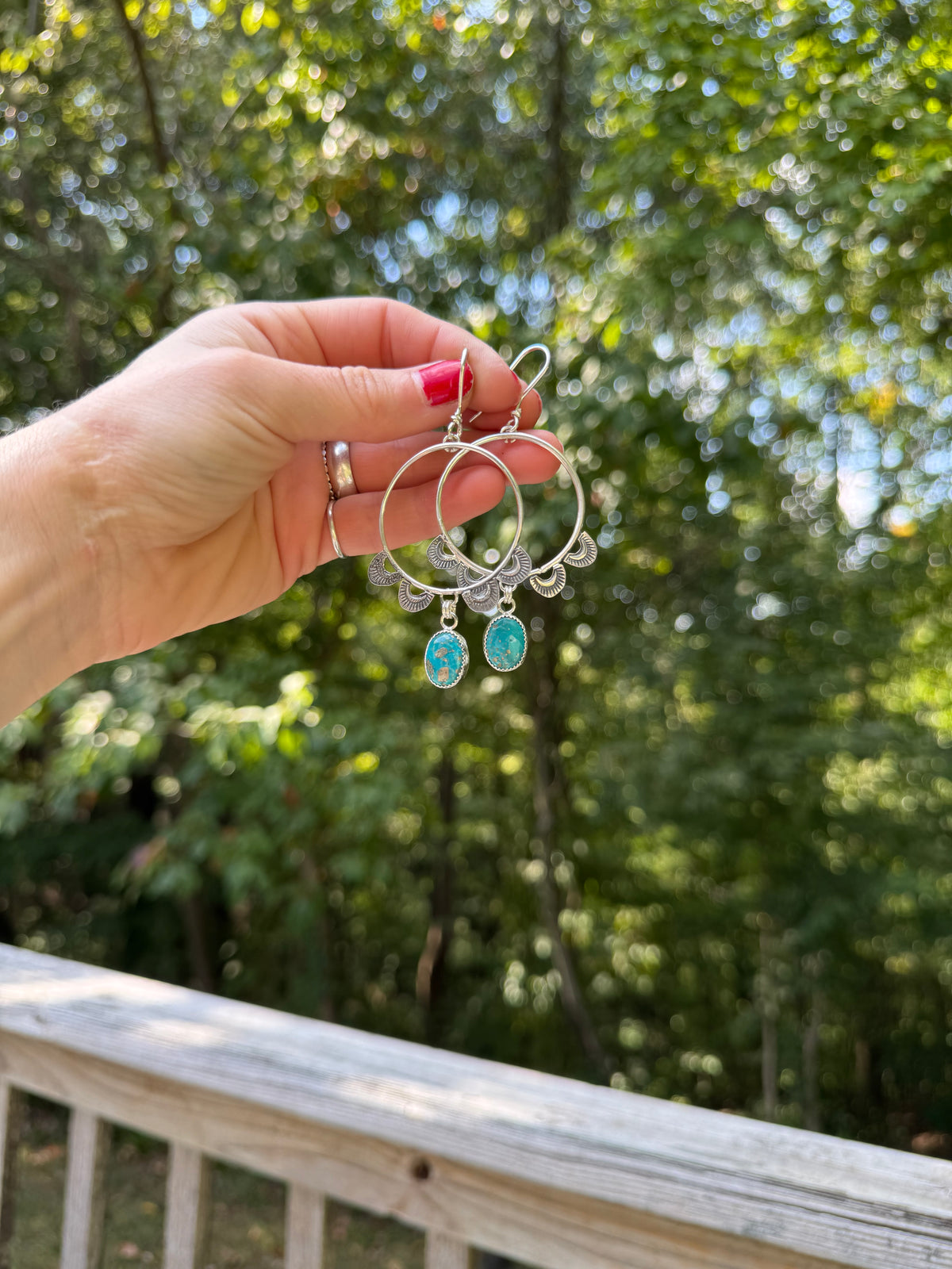 Sonoran Turquoise "Monument" Hoops