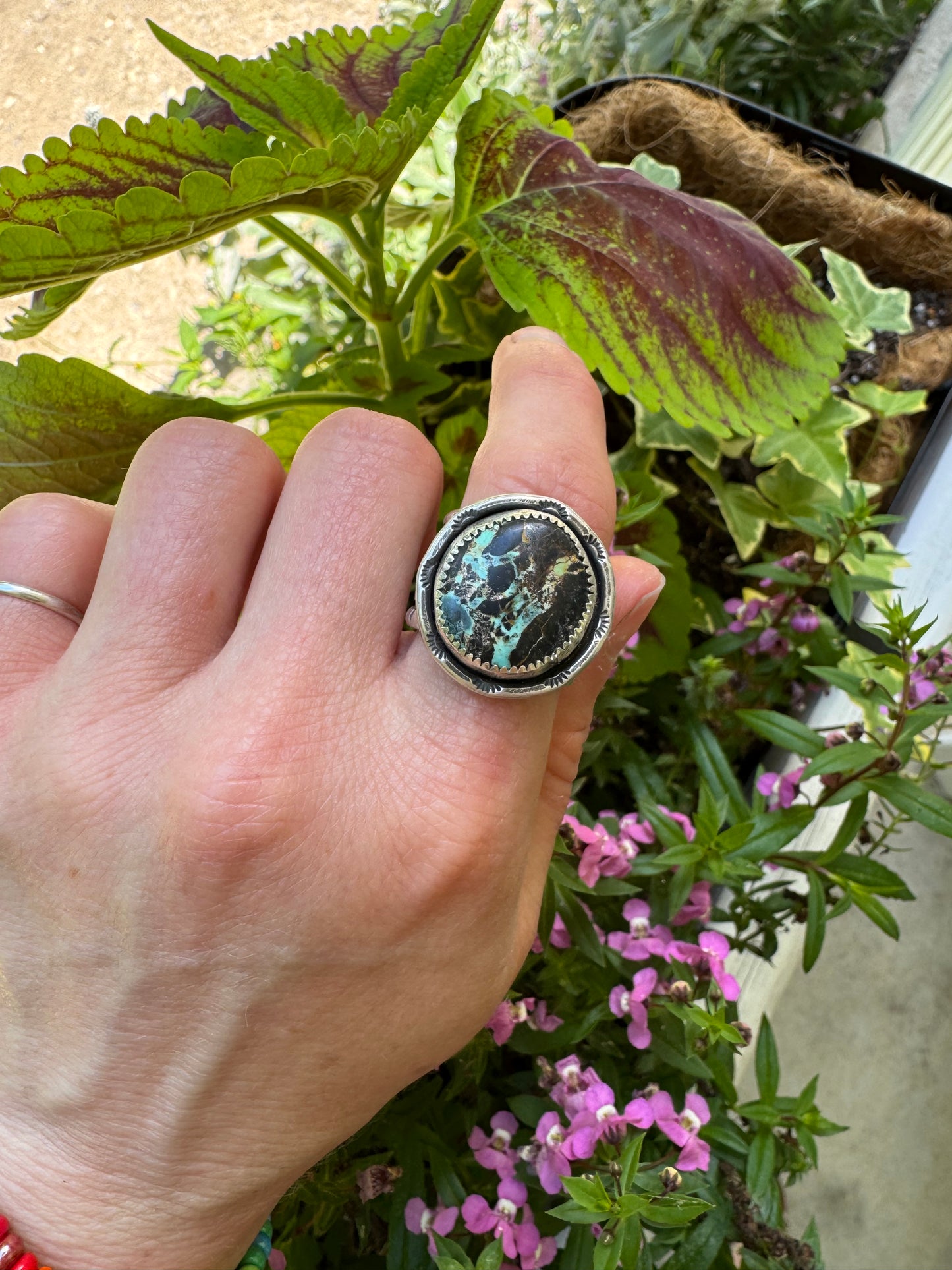 Black Jack Turquoise ring - size 8