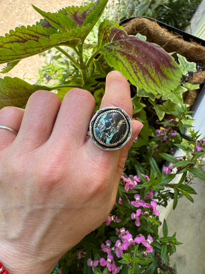 Black Jack Turquoise ring - size 8