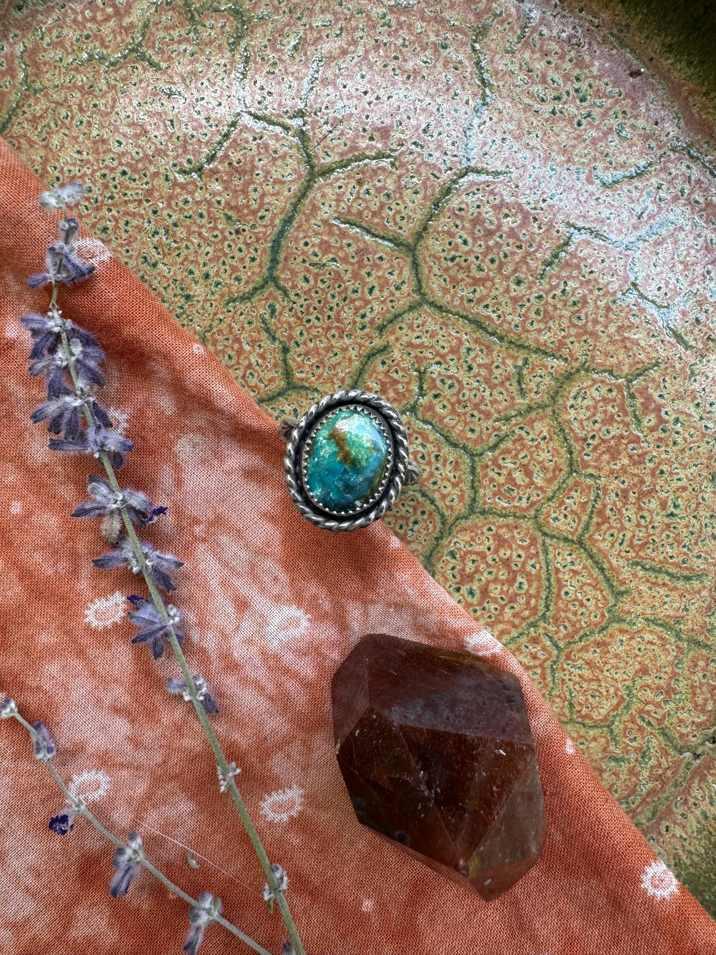 Sonoran Rose Turquoise Ring - Size 8.5