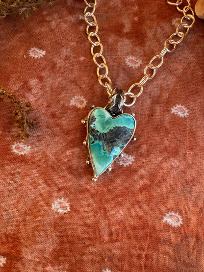 Blue Turquoise "Heart Swell" Statement Necklace