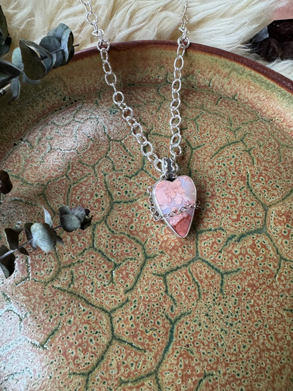 Cotton Candy Agate "Heart Swell" Statement Necklace