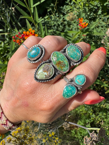 Carico Lake Turquoise Statement Ring - Size 8 1/2