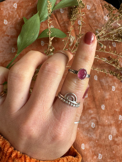 Pink Sapphire Stacker Ring - Size 6