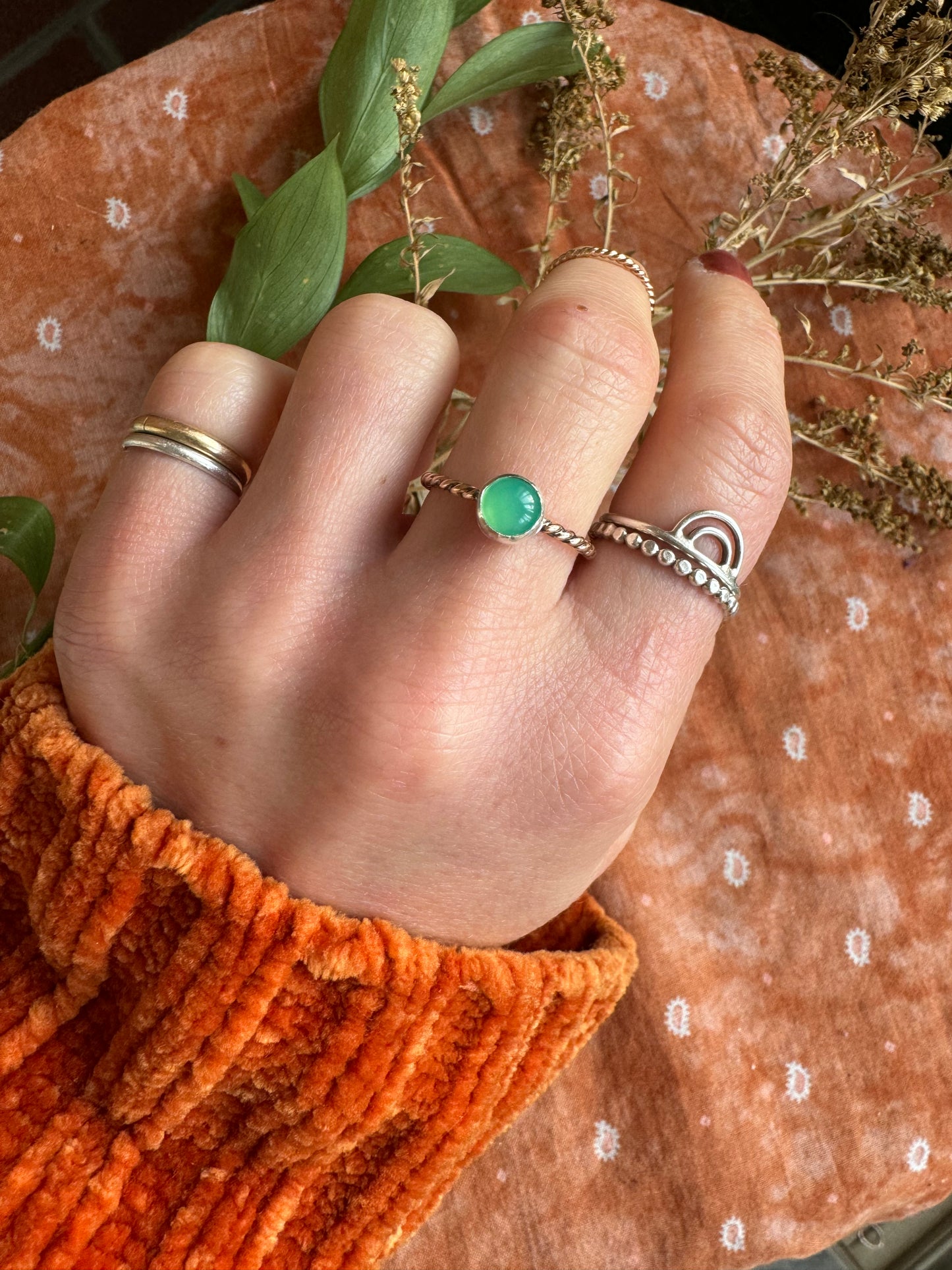 Chrysoprase Stacker Ring - Size 8 1/2