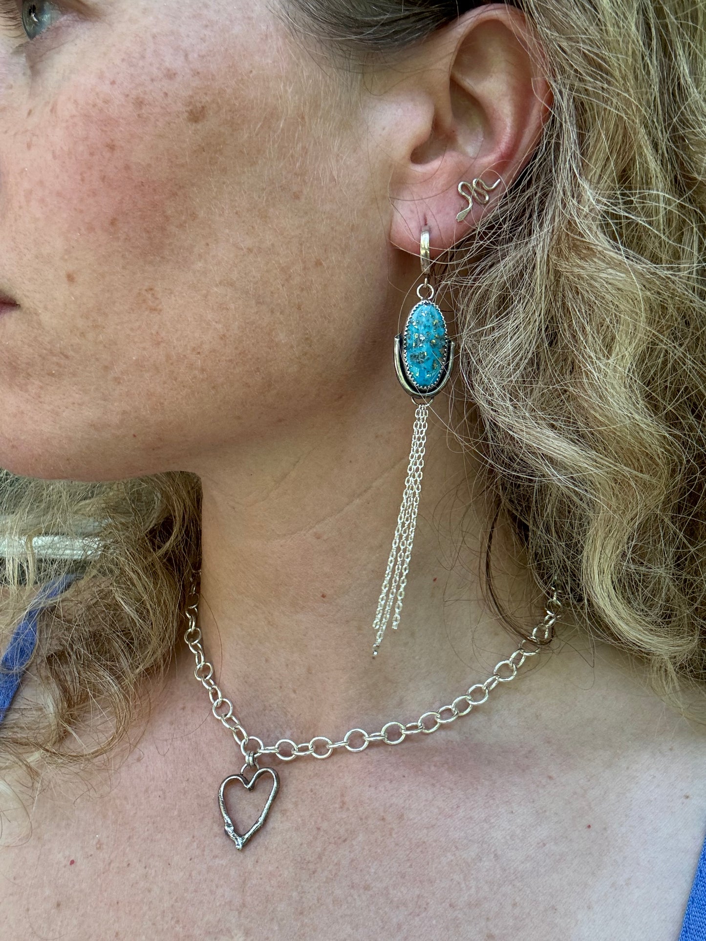 Turquoise + Pyrite Duster Earrings