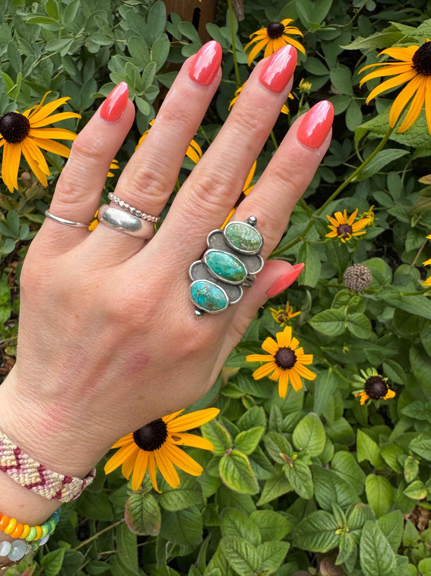 Carico Lake Turquoise Ring - Size 8,9,10 - adjustable