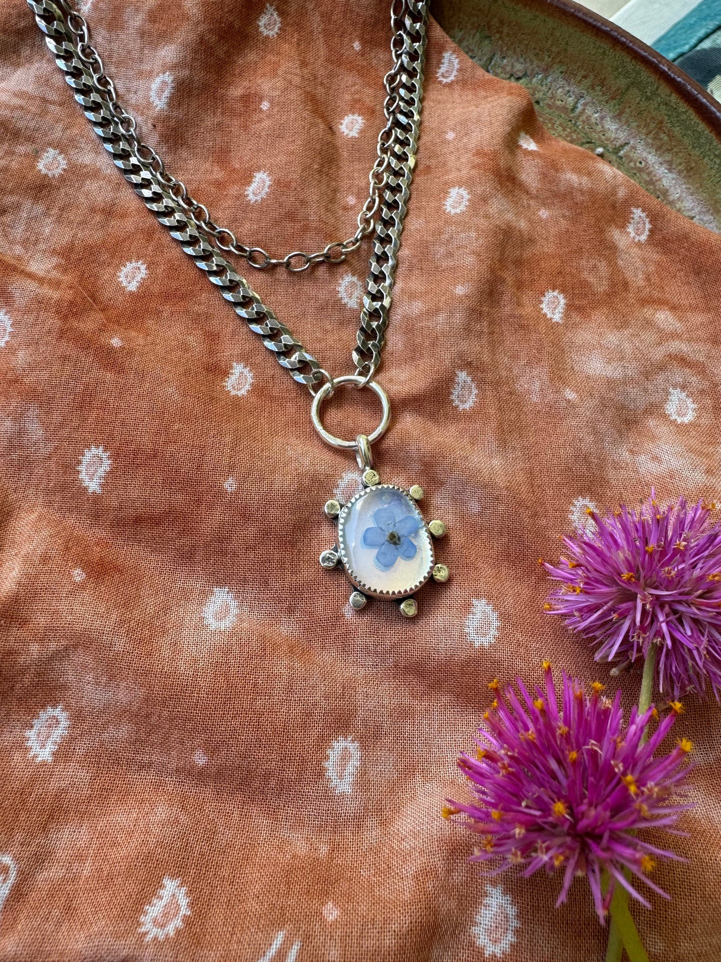 Quartz + Opalite + Botanicals statement necklace