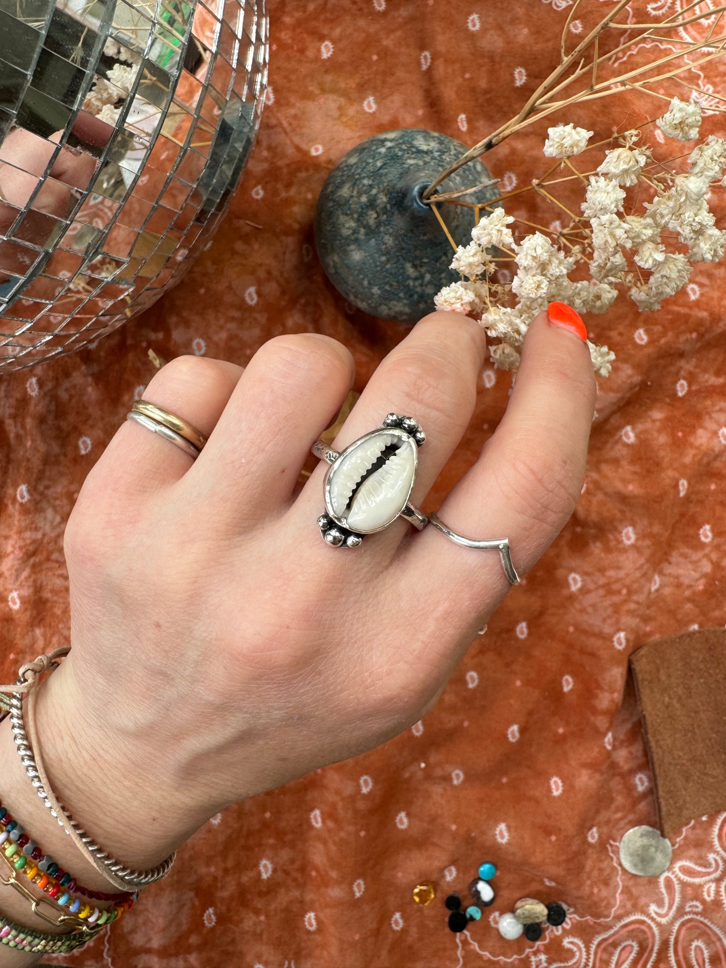 Cowrie Shell Ring - size 11 1/4