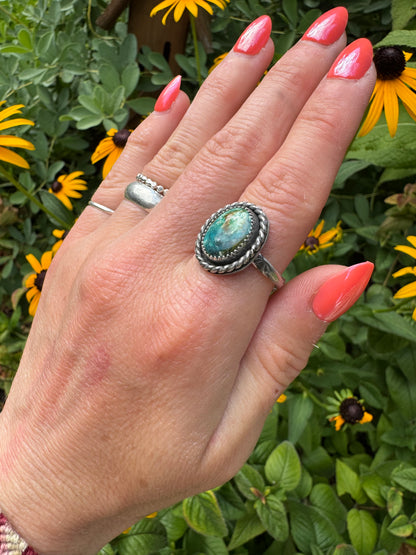 Sonoran Rose Turquoise Ring - Size 8.5