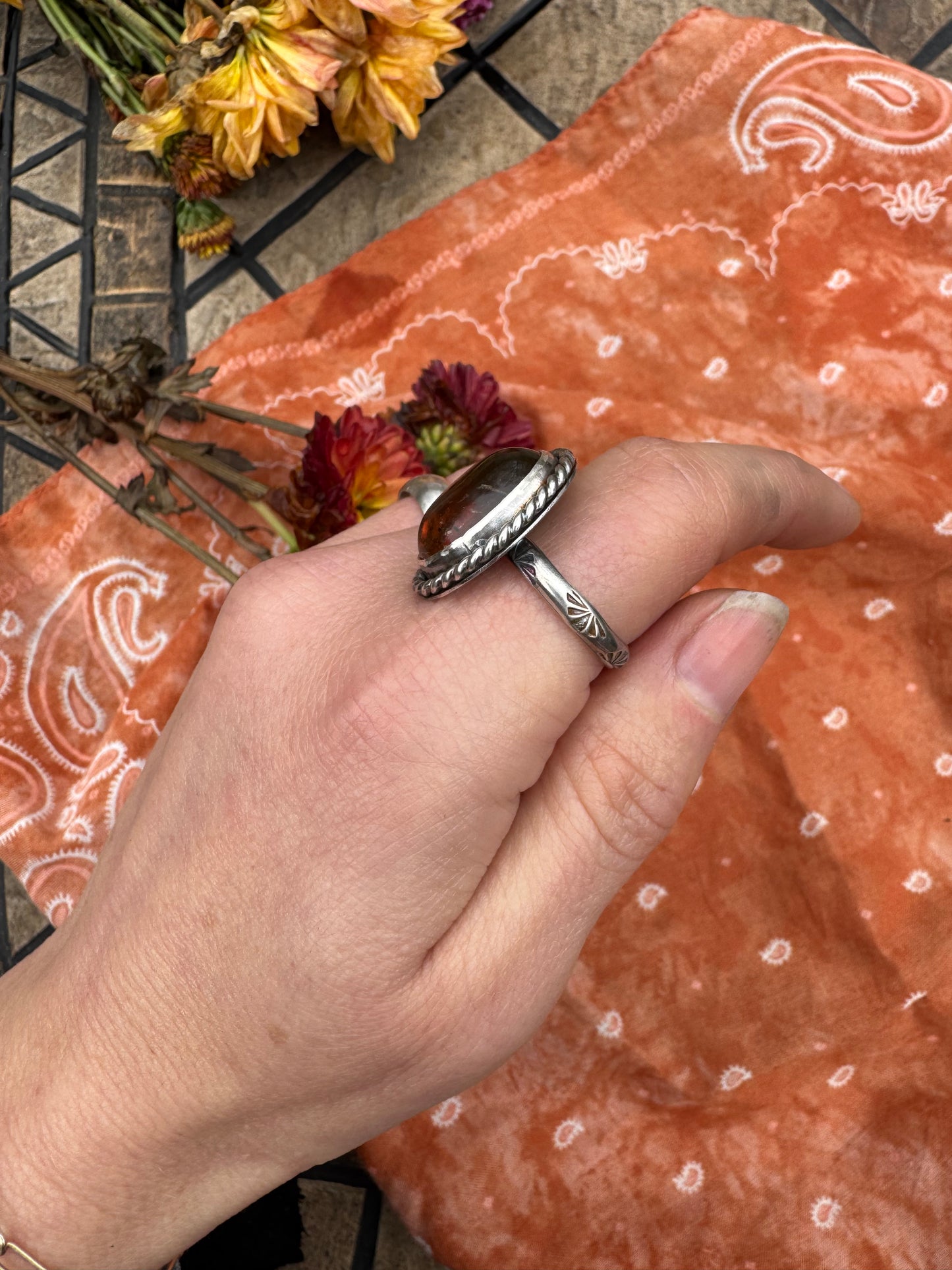 Amber Statement Ring - Size 8