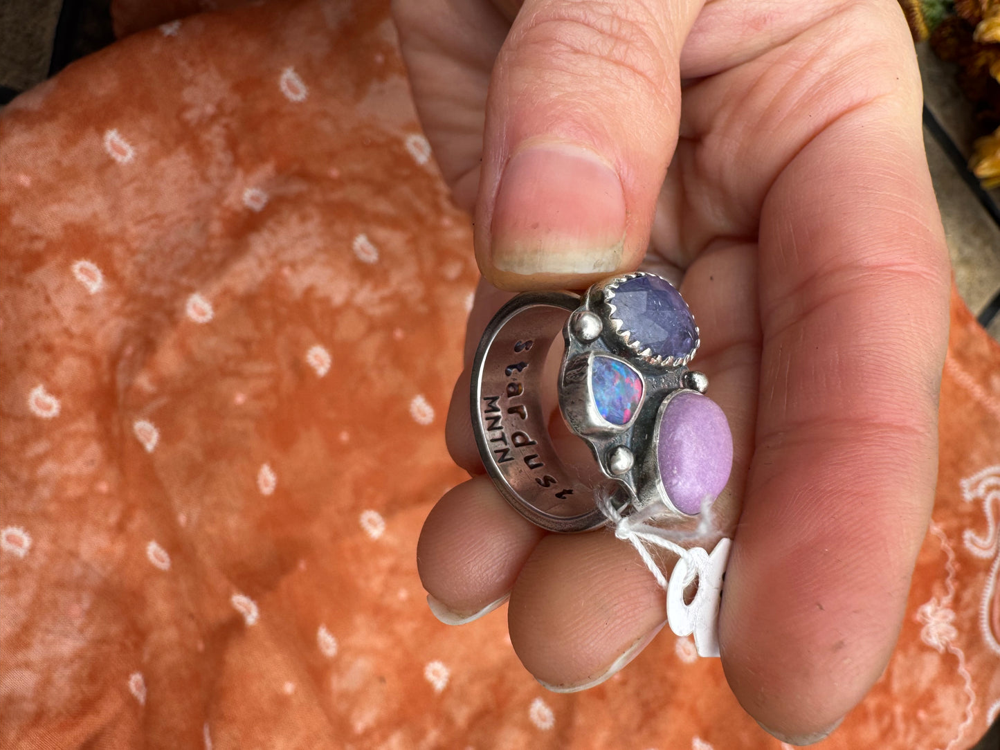 Triple Purple Cluster statement ring - size 5