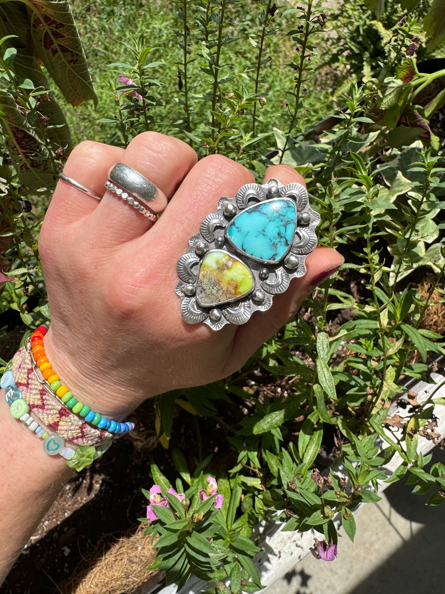 Palomino + Hubei Turquoise - Size 8, 9, 10 - adjustable