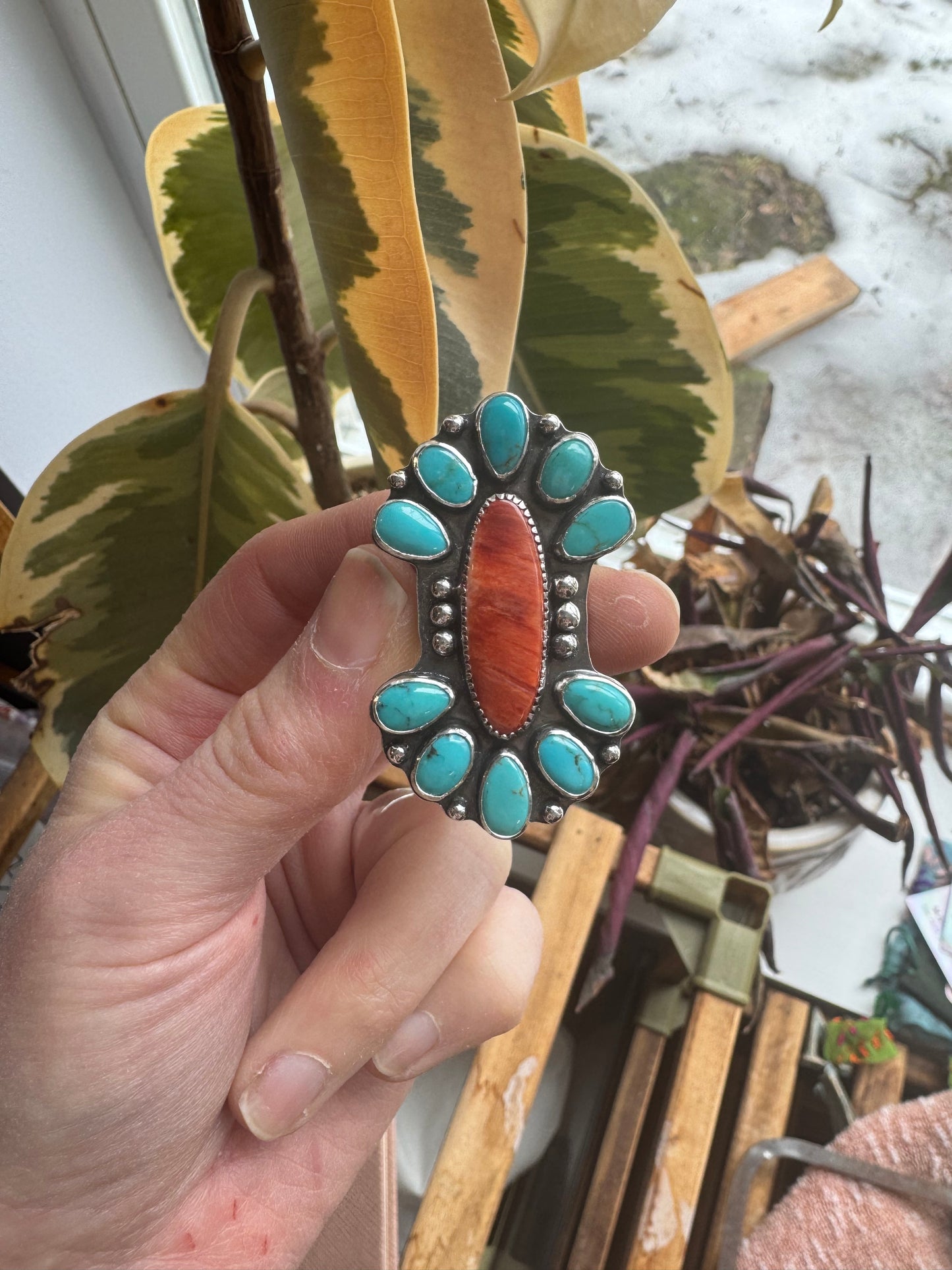 Coral + Turquoise Statement ring - custom for Meg