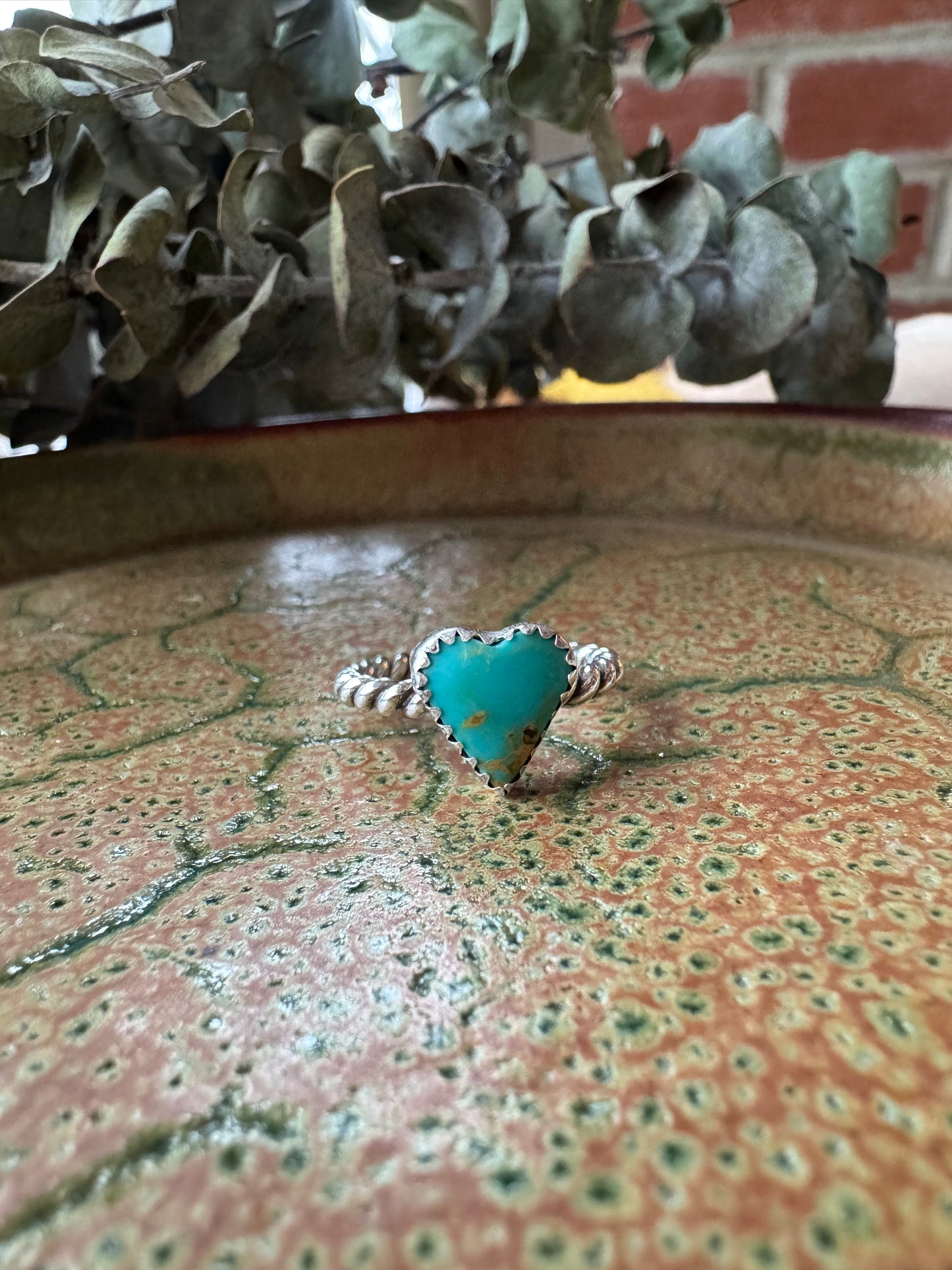 Blue Turquoise Heart Ring - Size 6 1/2