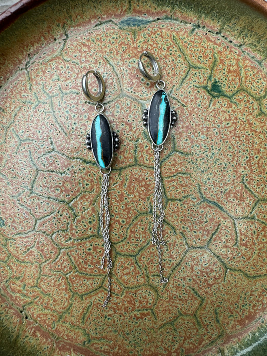 Black Jack Turquoise Earrings