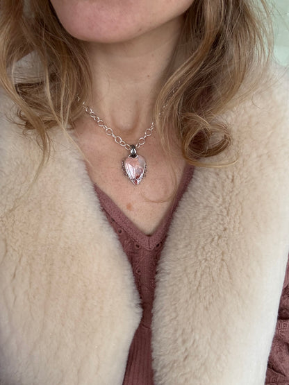 Cotton Candy Agate "Heart Swell" Statement Necklace