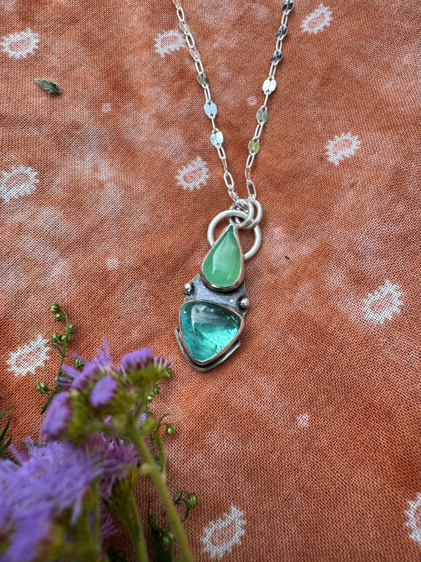 Lagoon Tourmaline & Chrysoprase Talisman Necklace