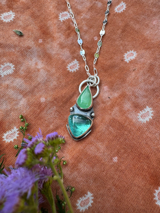 Lagoon Tourmaline & Chrysoprase Talisman Necklace