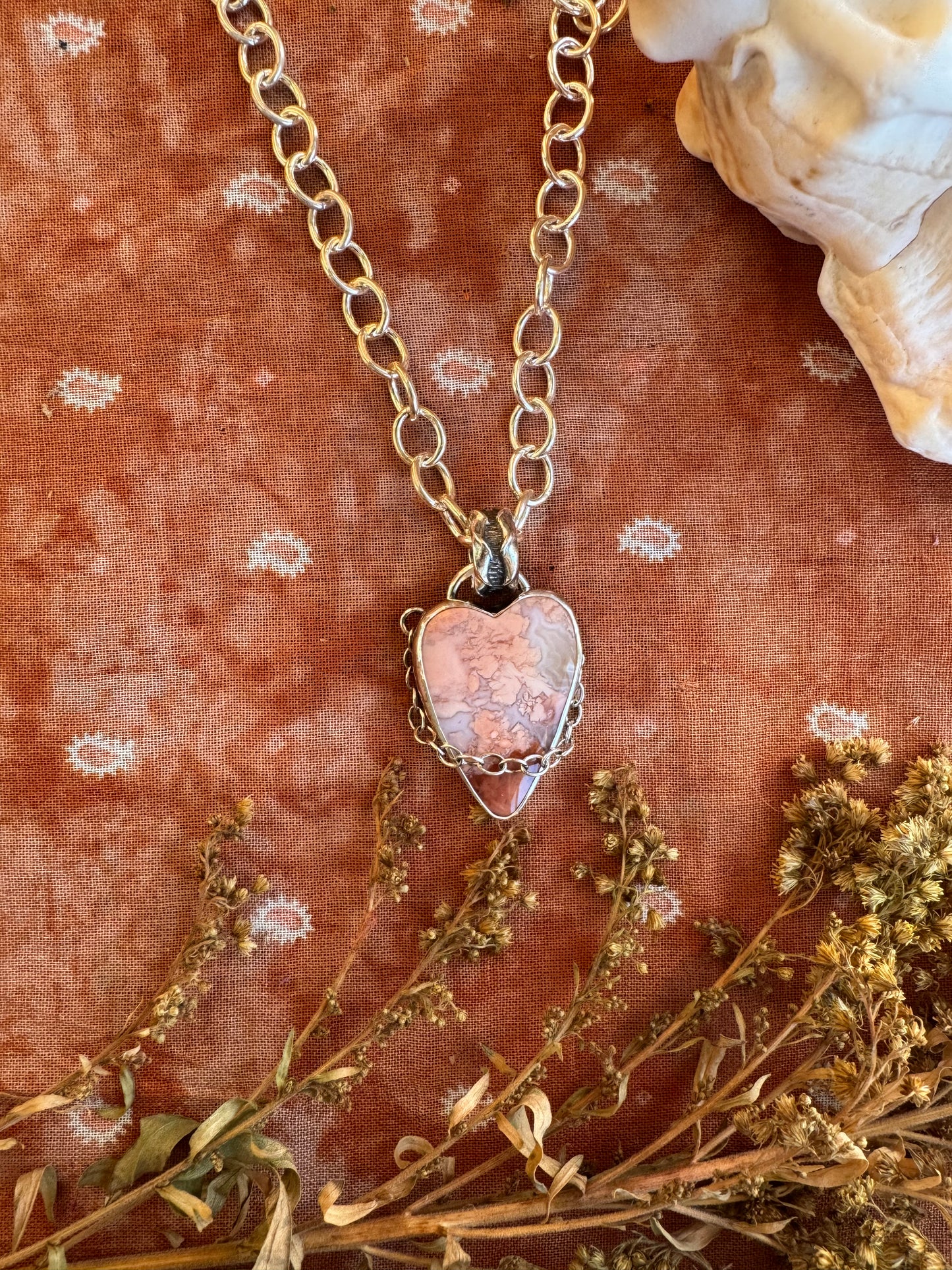 Cotton Candy Agate "Heart Swell" Statement Necklace