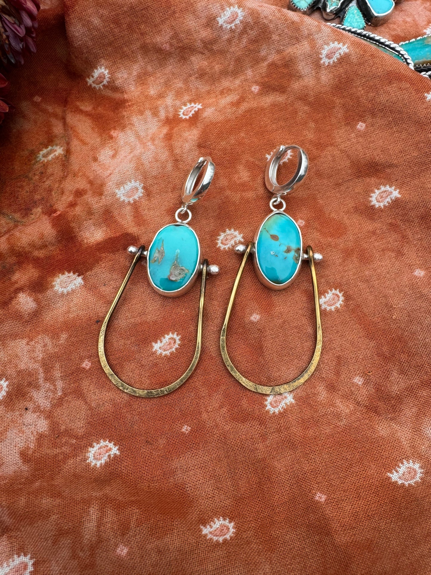 Royston Turquoise with brass statement earrings