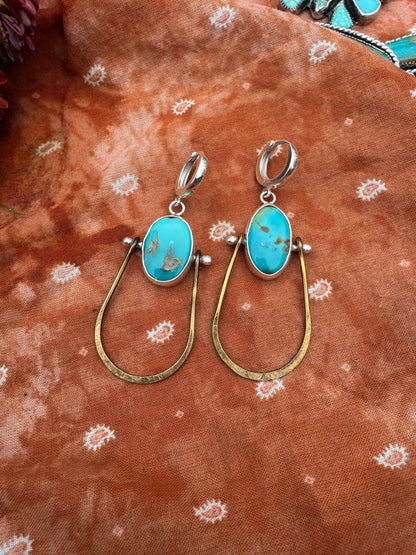 Royston Turquoise with brass statement earrings