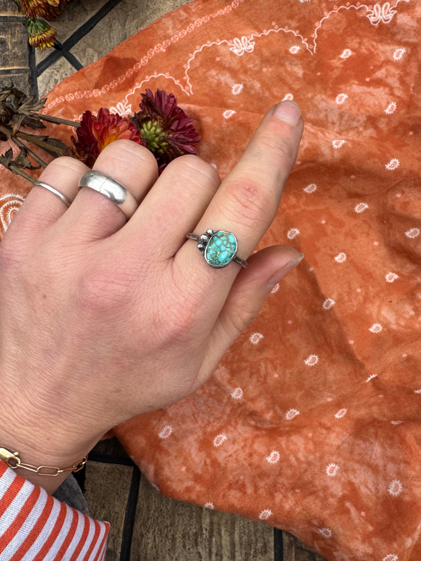 Cripple Creek Turquoise Stacker Ring - size 7