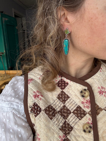 Green and Blue Turquoise statement earrings