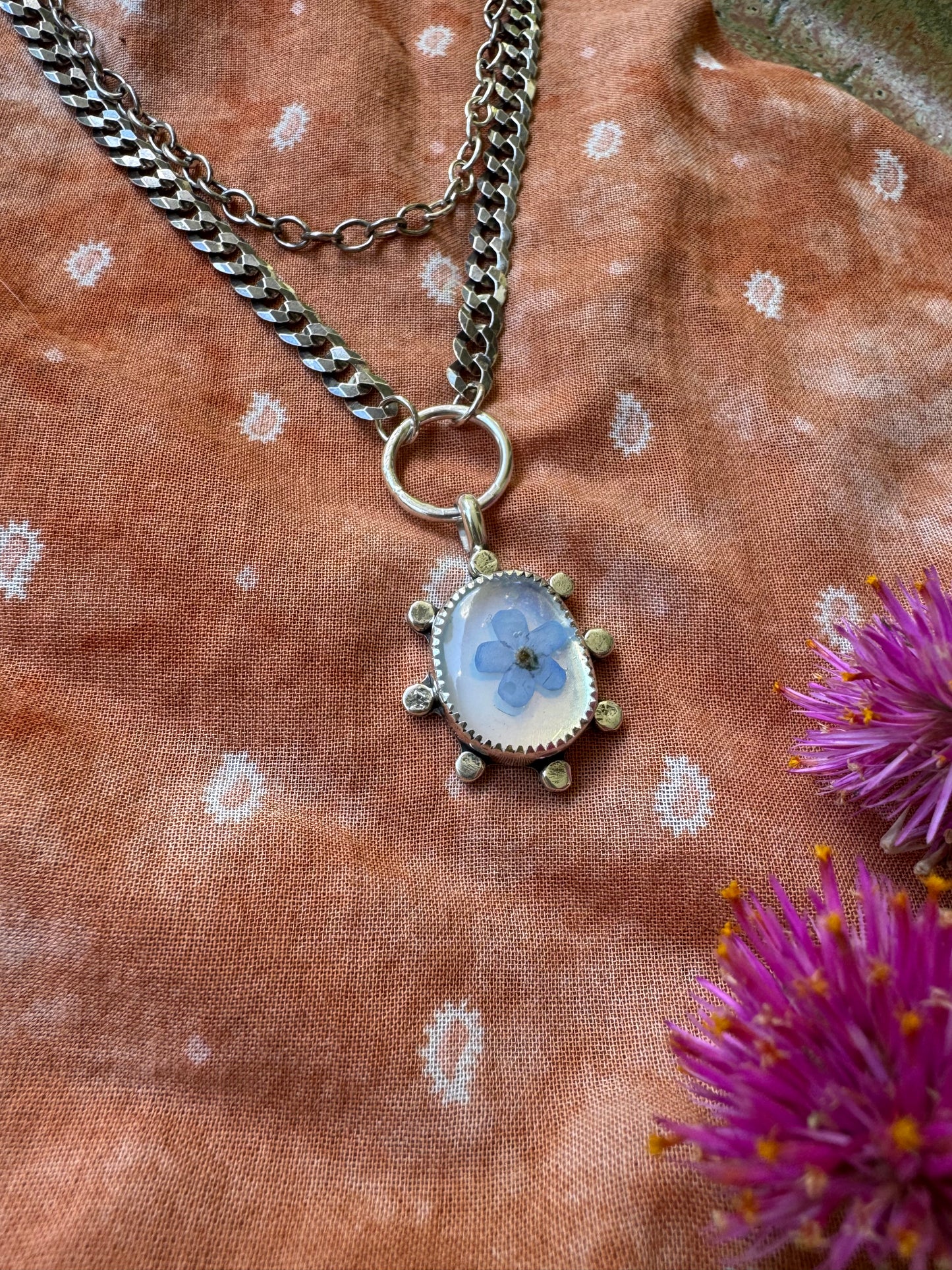 Quartz + Opalite + Botanicals statement necklace