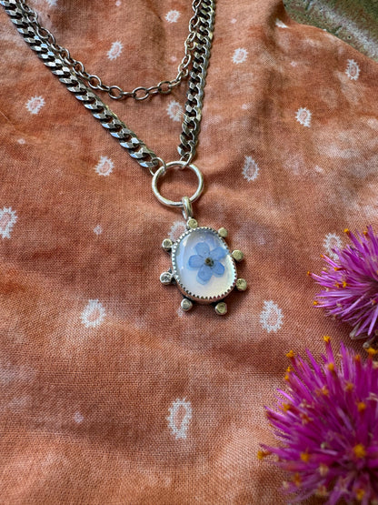 Quartz + Opalite + Botanicals statement necklace