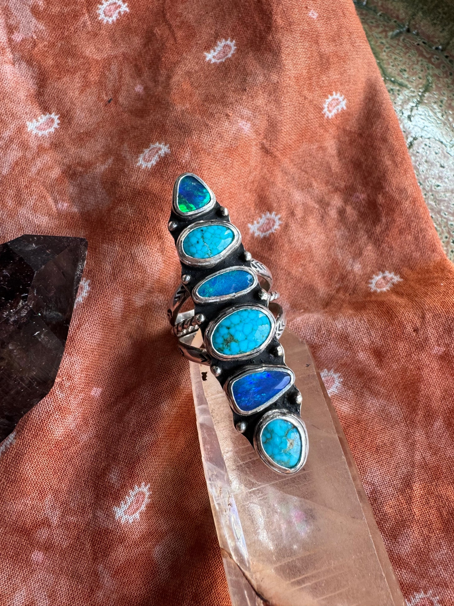 6 Stone Statement Ring - Size 7 1/2