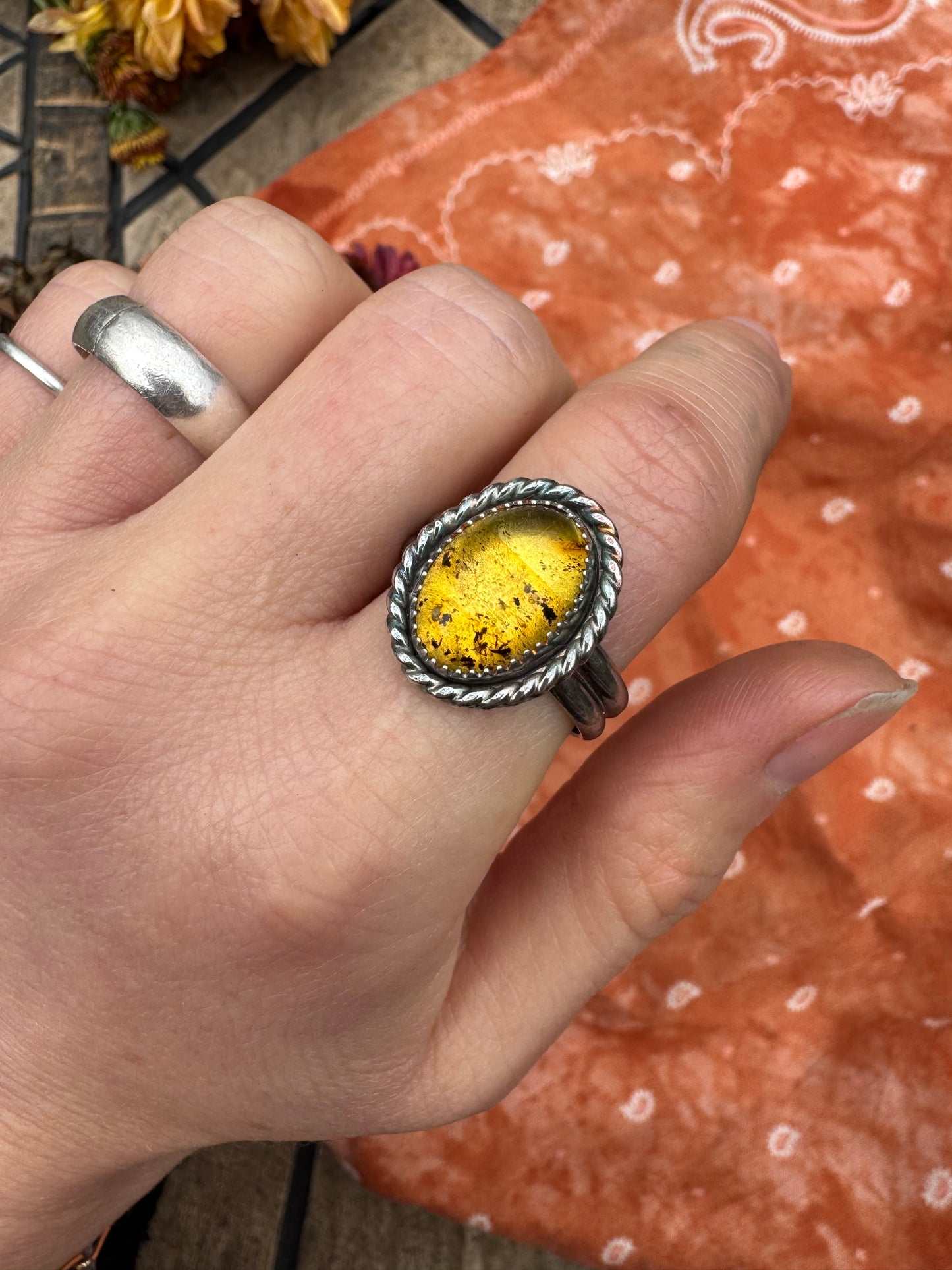 Amber Statement Ring - Size 10