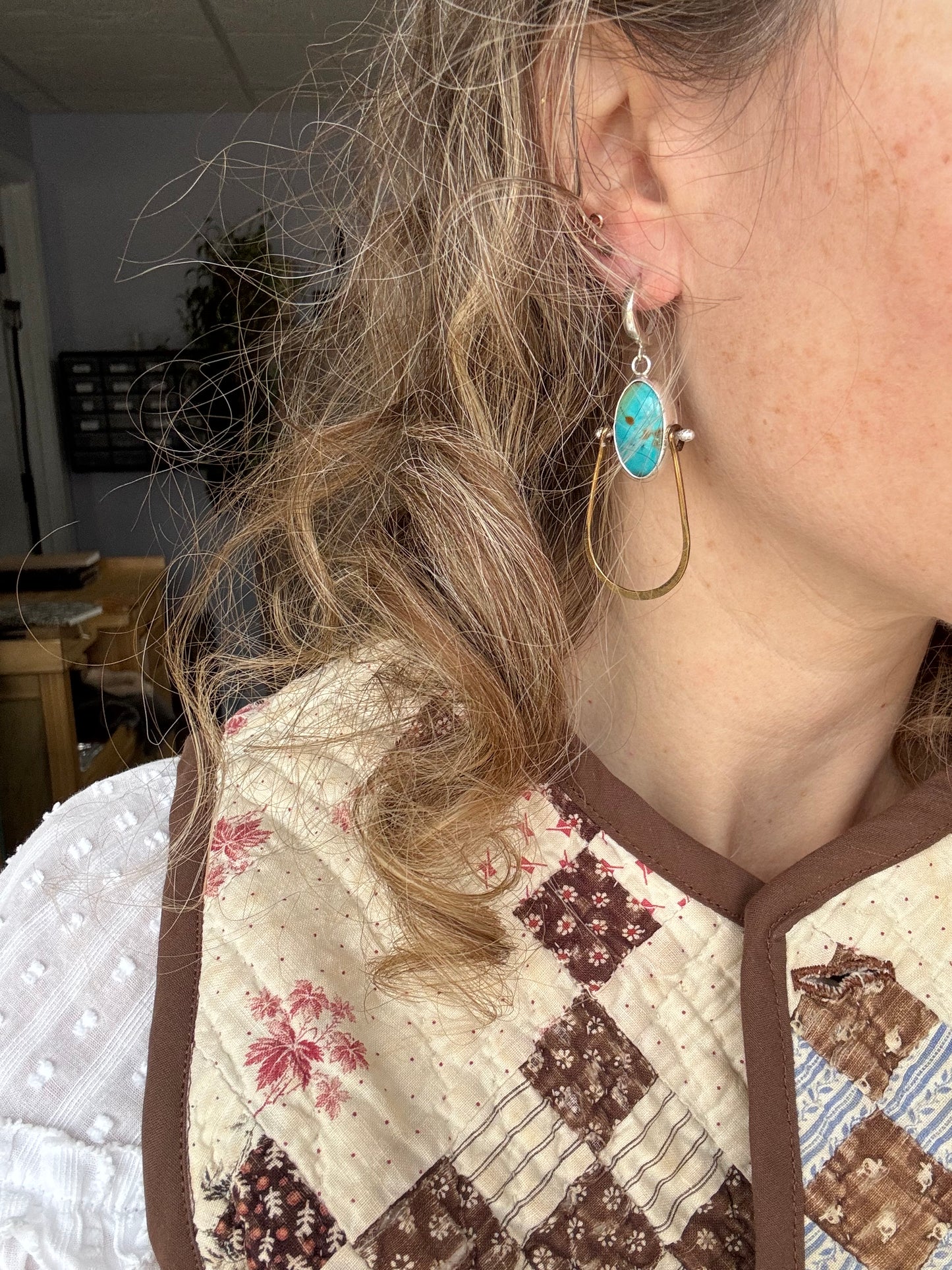 Royston Turquoise with brass statement earrings