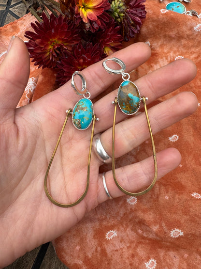 Royston Turquoise with brass statement earrings no.2