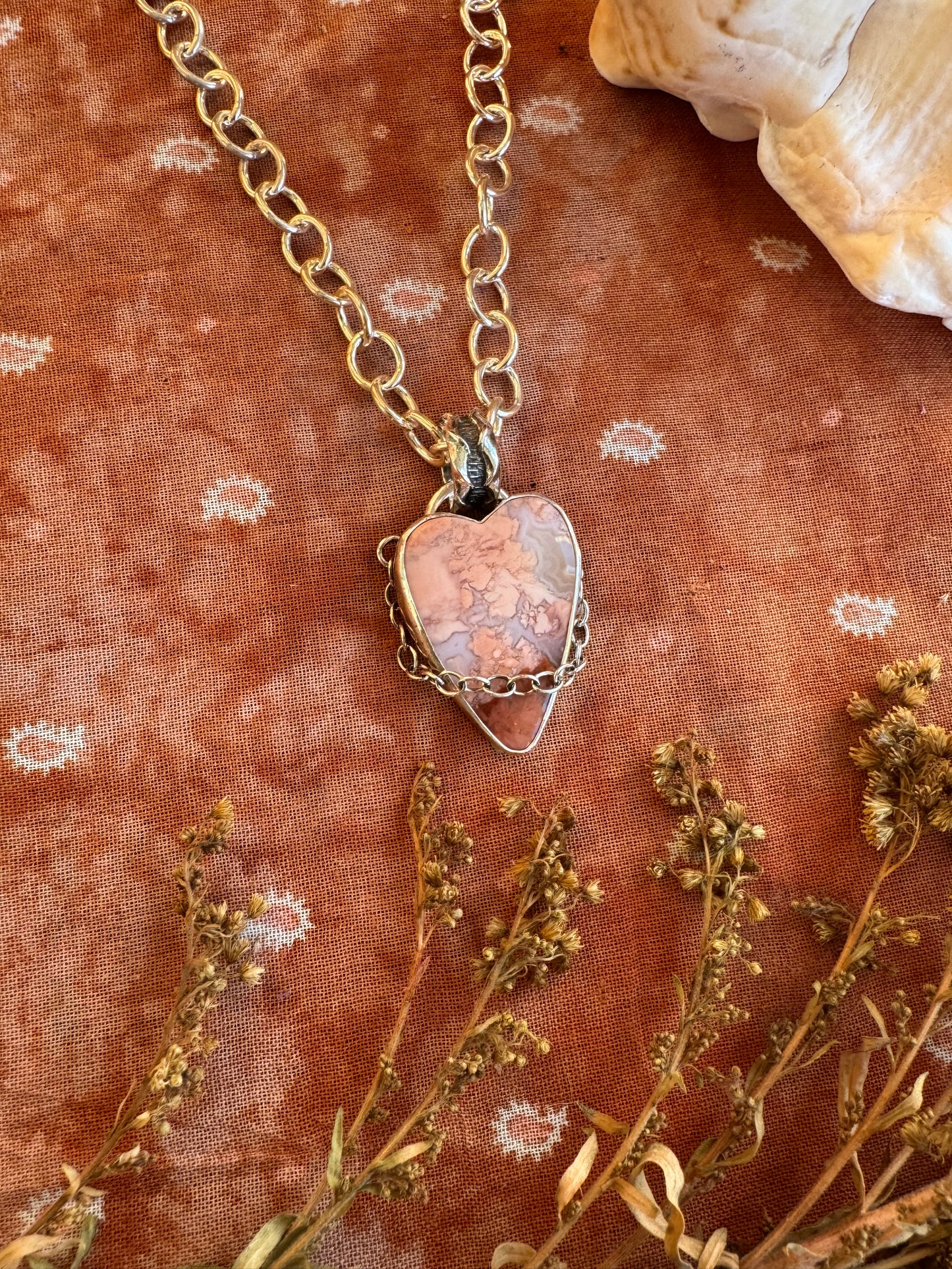 Cotton Candy Agate "Heart Swell" Statement Necklace