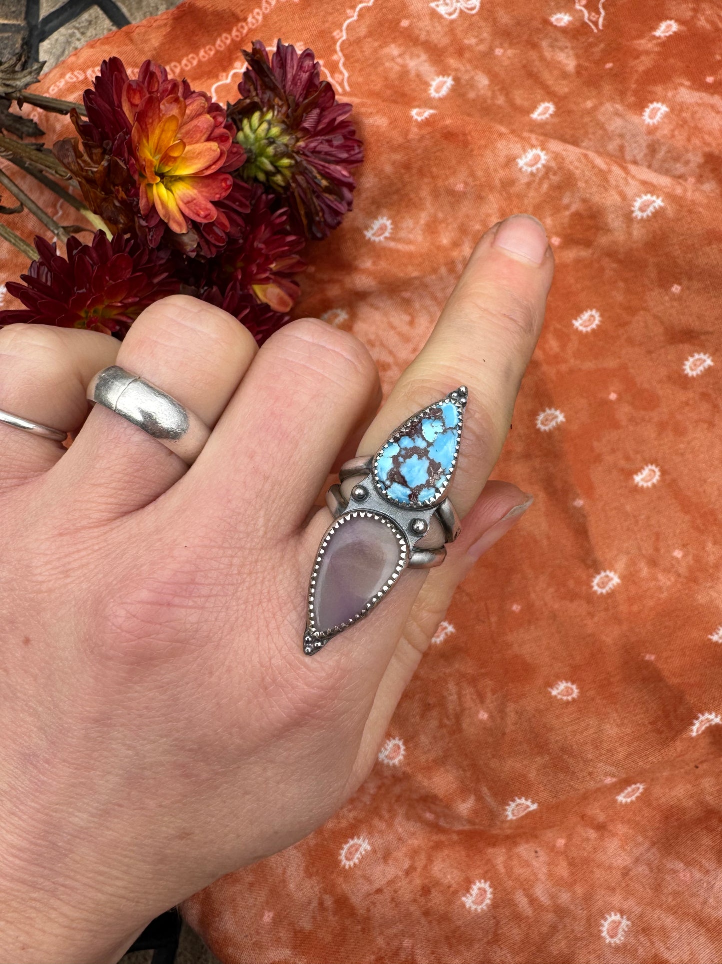 Golden Hills and Sugilite Statement ring - size 6